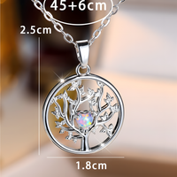 Tree of Life Pendant Necklace Women-Copper Metal Round Family Tree Necklace 1130
