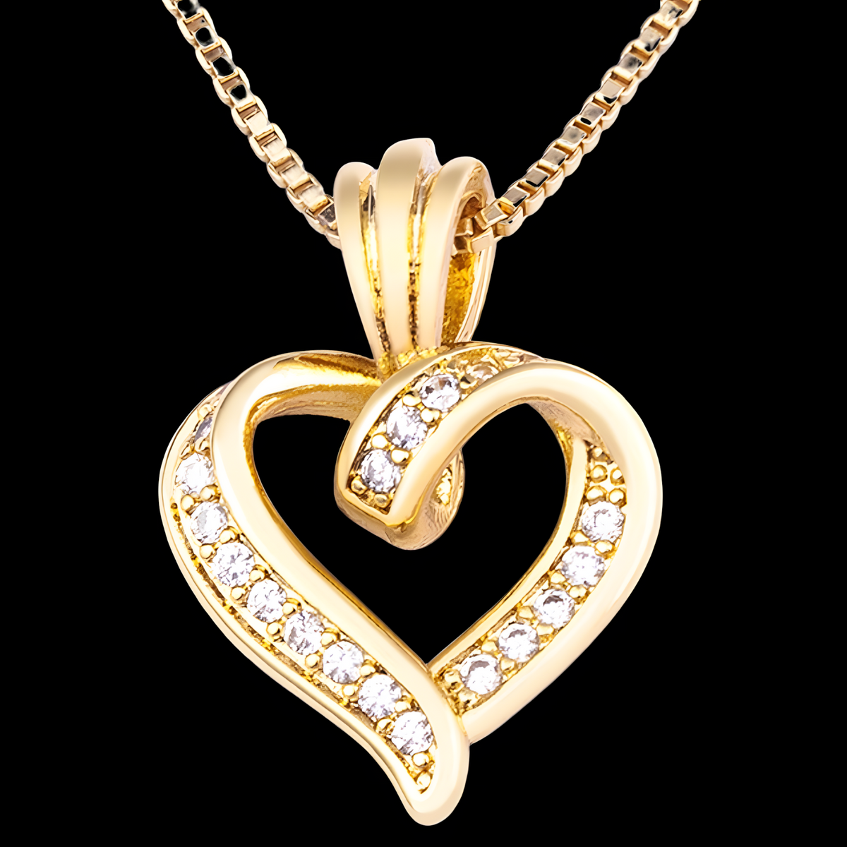 Heart Pendant Necklace for Women Copper Alloy GoldPlated Twisted Open Heart 1149
