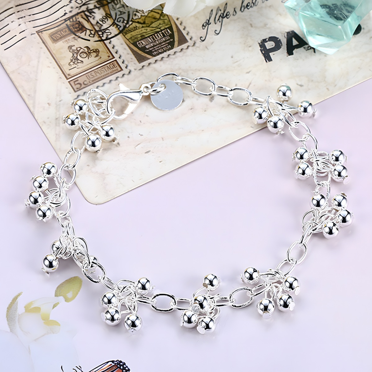 Unified Jewellery Premium Beaded Ball Charm Bracelet Women 20cm Lobster 1824