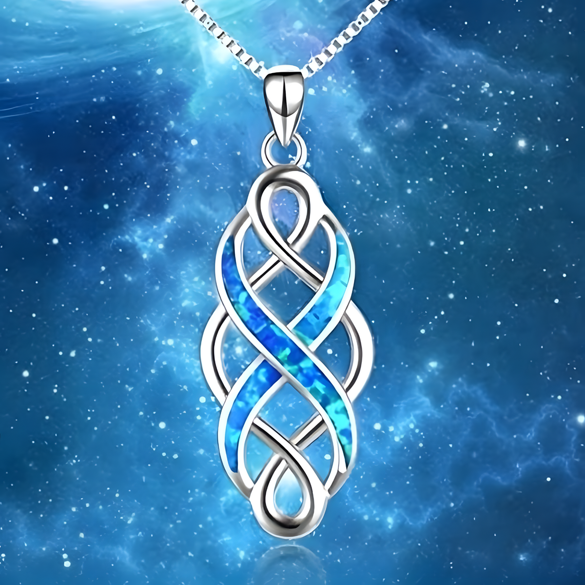 Infinity Knot Pendant Necklace, Geometric Silver Plated Chain, Huitan Twist 603