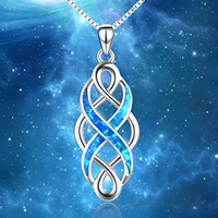 Infinity Knot Pendant Necklace, Geometric Silver Plated Chain, Huitan Twist 603
