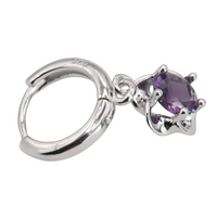 925 Sterling Silver Plated Purple Crystal Flower Drop Earrings Gift 464