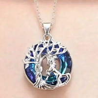 Unified Jewellery Tree of Life Horse Necklace,Silver Plated Stainless Steel B257