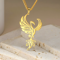 Gold Plated Phoenix Necklace for Women – Zinc Alloy Animal Pendant 44×27mm 1192