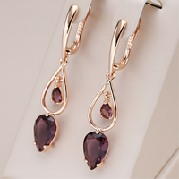 Long Drop Earrings for Women, Copper Alloy with Rose Gold Colour Plating 1279