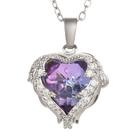 Heart Pendant Necklace for Women, Rose Gold Plated Cubic Zirconia Stainless B163