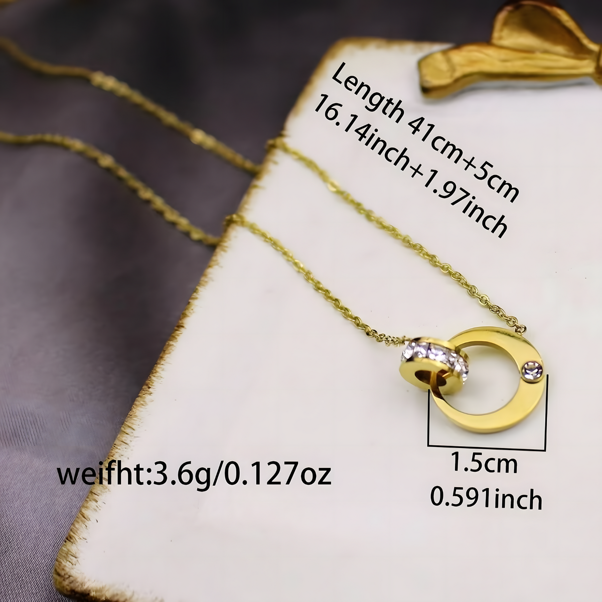 Dual Hoop Pendant Necklace for Women – Real PVD Gold Plated Stainless Steel 741