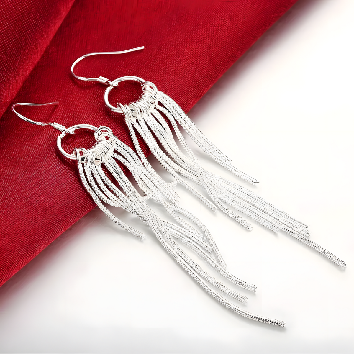 Retro Tassel Earrings, Long Fringe Drop Earrings with Fish Hook Closure 1420