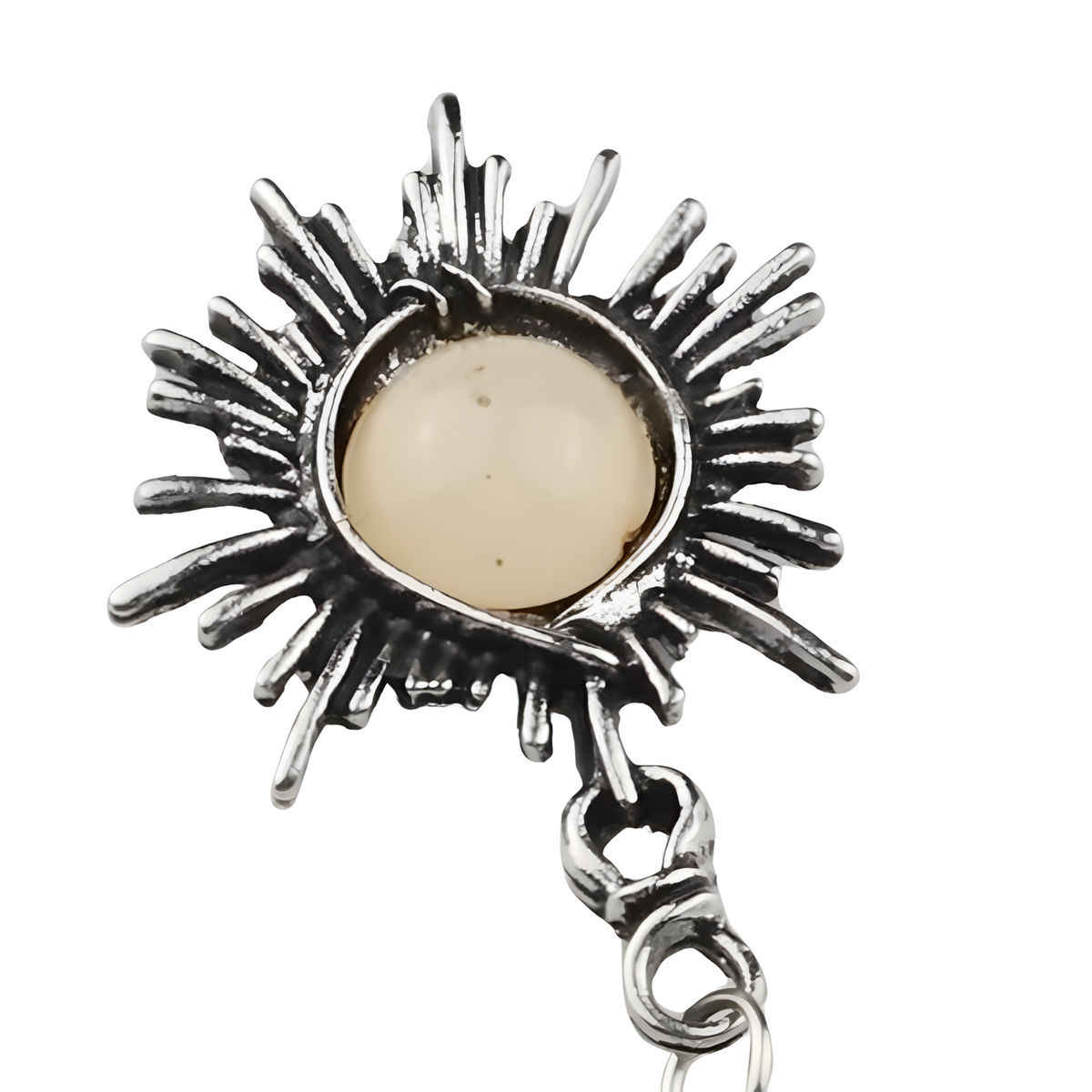 Sunburst Pendant Necklace – Round Yellow Cabochon Centre, Dark Oxidised 1316