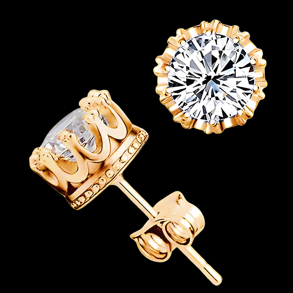 18K Gold-Plated Round Stud Earrings Women - Brilliant Cut Crystal Earrings 313