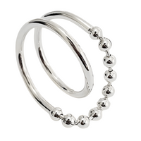 Sterling Silver Adjustable Fidget Ring for Women & Girls Anxiety Relief Bead 486