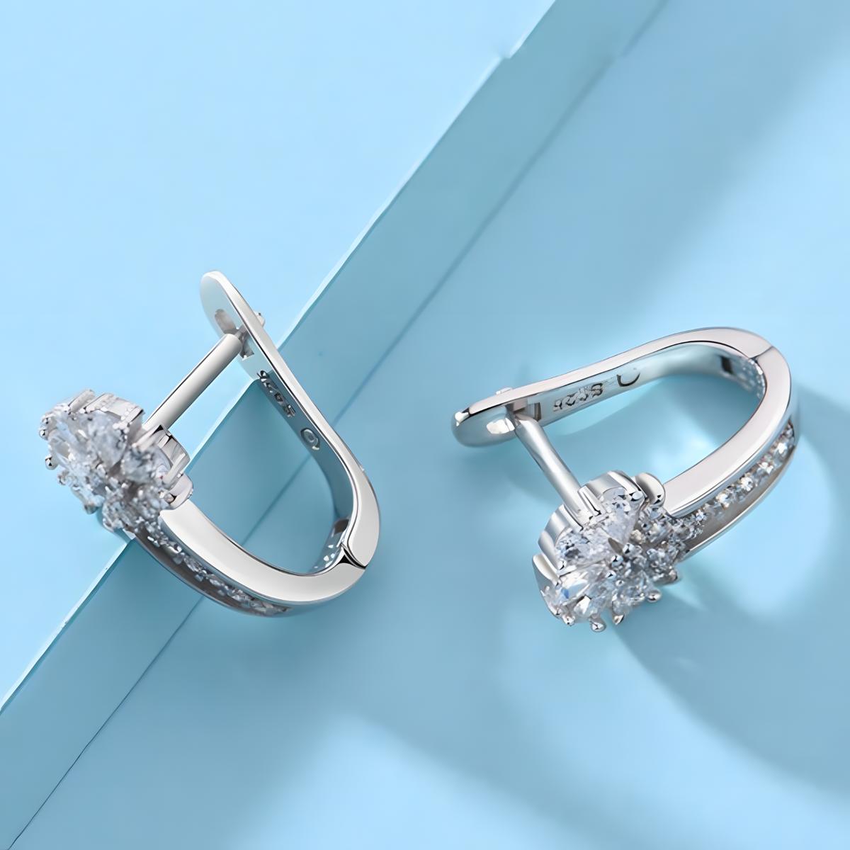 925 Sterling Silver-Plated Zircon Flower Earrings Women – Sparkling Floral 853