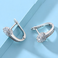 925 Sterling Silver-Plated Zircon Flower Earrings Women – Sparkling Floral 853