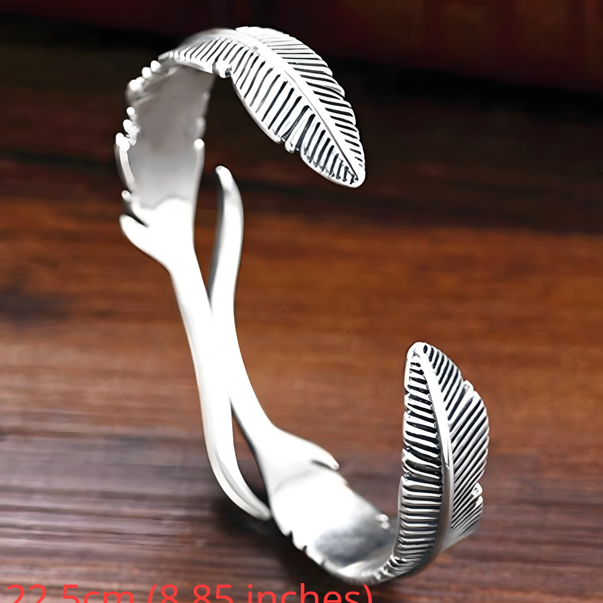 Women Feather Bangle Cuff Bracelet, Retro Silver Color Open Wrist Wrap 606