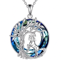 Unified Jewellery Tree of Life Horse Necklace,Silver Plated Stainless Steel B257