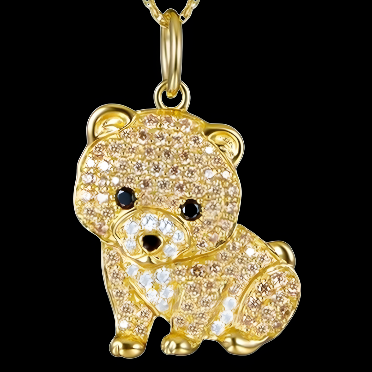 Pomeranian Dog Pendant Necklace Women Gold Tone Look Crystal Animal Charm B238