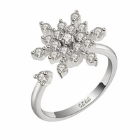 Rotatable Snowflake Spinner Ring Women, Adjustable Open Band Fidget Anxiety 1510