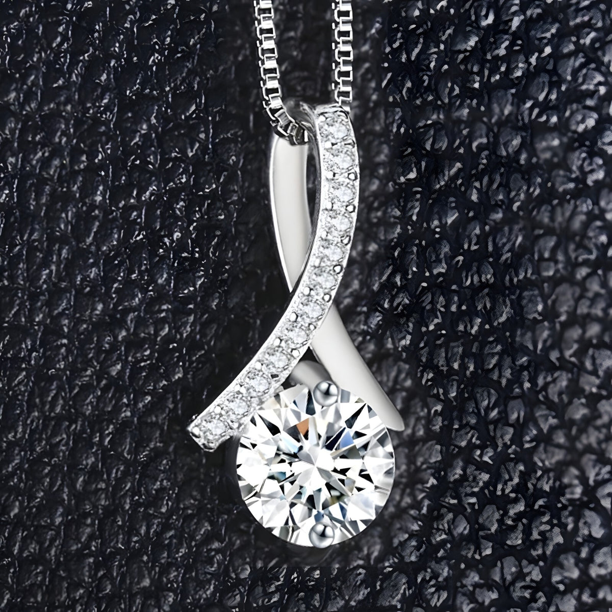 Sterling Silver Pendant Necklace for Women Real 925 Box Chain with AAA Cubic 288