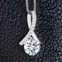 Sterling Silver Pendant Necklace for Women Real 925 Box Chain with AAA Cubic 288