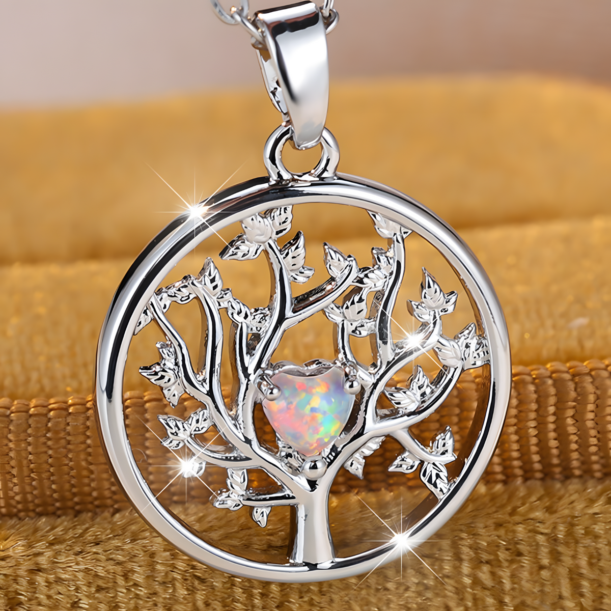 Tree of Life Pendant Necklace Women-Copper Metal Round Family Tree Necklace 1130