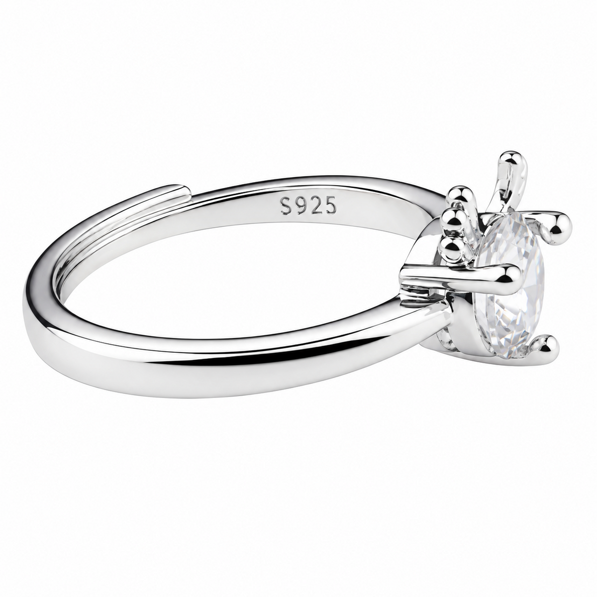 Women's Adjustable Deer Antler Zircon Ring, Round Brilliant Promise Ring 1642