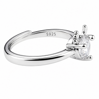Women's Adjustable Deer Antler Zircon Ring, Round Brilliant Promise Ring 1642