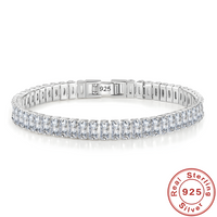 925 Silver-Plated Baguette Crystal Tennis Bracelet for Women – Elegant Chain 882