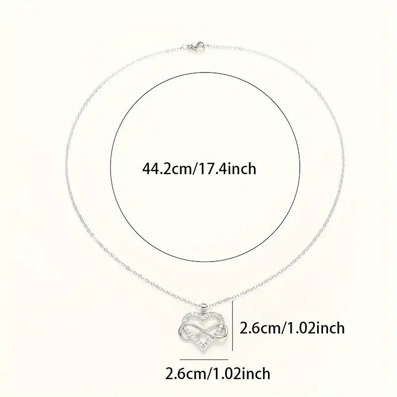 Unified Jewellery® Bridal 925 Silver Plated Zircon Infinity Heart Pendant 14 UK