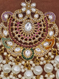 Elegant Bollywood Inspired Gold Kundan Earrings - Traditional Indian Jewelry 216