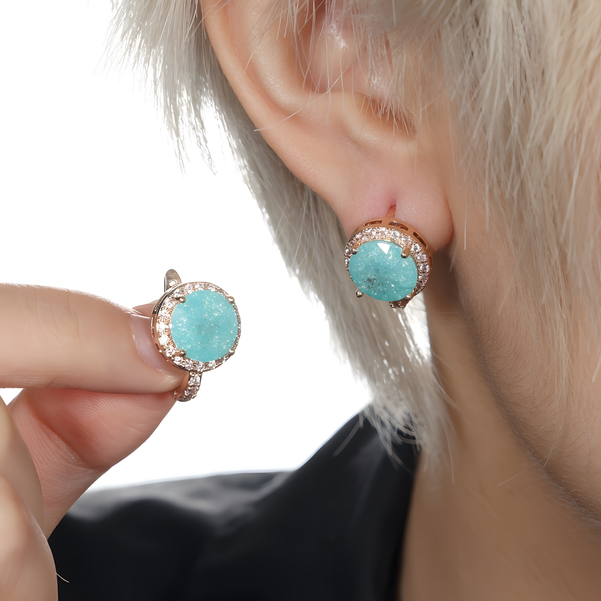 Unified Jewellery Luxury Emerald Copper Round Cut Zircon Drop Earrings Women 560