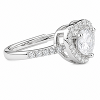 Women's Adjustable Heart Halo Zircon Engagement Ring, Round Brilliant Cut 1611