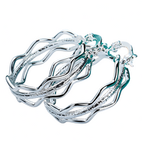 Wavy Ripple Hoop Earrings for Women – Copper Alloy with 925 Silver Plating 1221