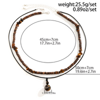 Men’s Vintage Layered Necklace Set, Natural Stone Style Pendant Necklace 1707