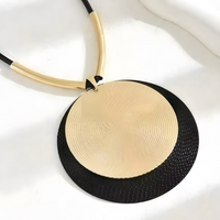 Women's Punk Style Large Circular Dangle Earring and Pendant Necklace Set B107