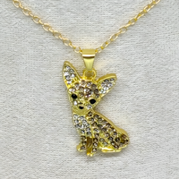 Women's Gold Chihuahua Pendant Necklace Exquisite Cute Pet Dog Charm Golden B169