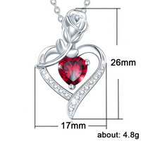 Rose Heart Pendant Necklace for Women –Copper Alloy Heart Necklace with Red 1155