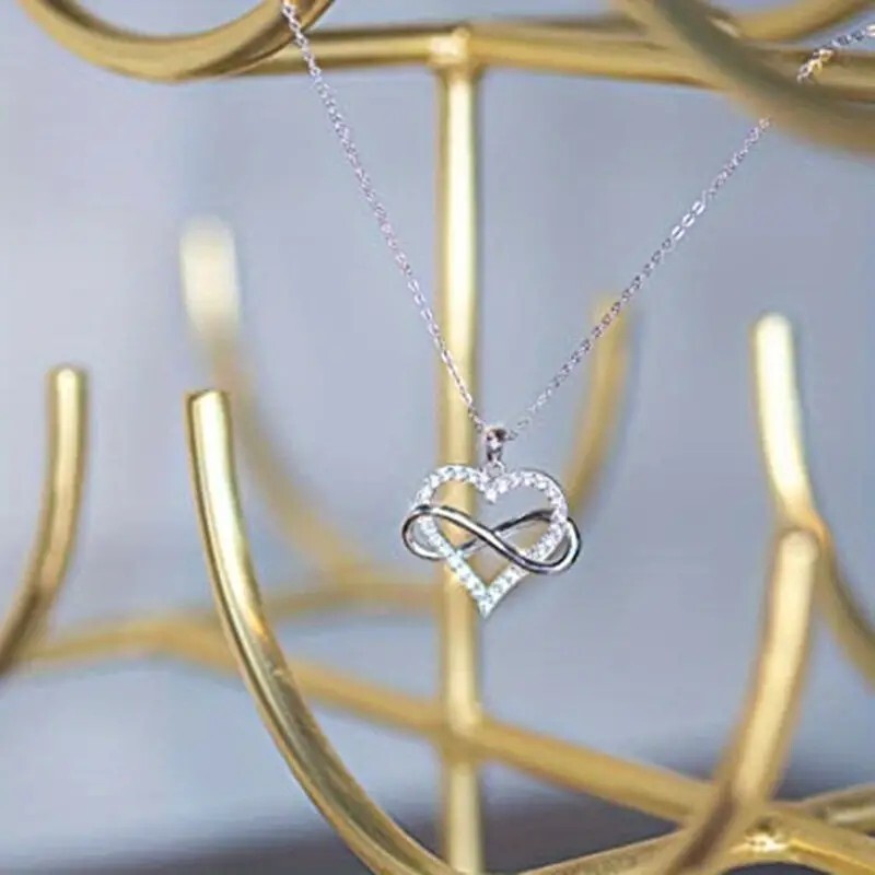 Unified Jewellery® Bridal 925 Silver Plated Zircon Infinity Heart Pendant 14 UK