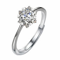 Women's Adjustable Floral Heart Claw Zircon Ring, Round Brilliant Cut 1618