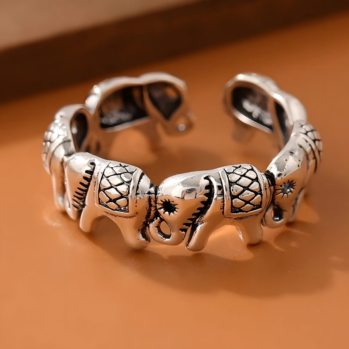 Vintage Thai Silver Elephant 925 Sterling Silver Female Resizable Opening 493