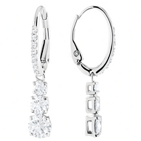 Luxury Round-Cut Triple Drop Dangle Earrings For Women - Rhodium-Plated 1454
