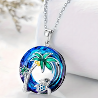 Turtle Necklace and Earring Set Sterling Silver Plated Women Girls Tropical B146