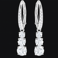 Luxury Round-Cut Triple Drop Dangle Earrings For Women - Rhodium-Plated 1454