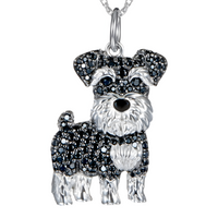 Schnauzer Dog Pendant Necklace For Women Black Crystal Animal Charm 2.5cm  B231