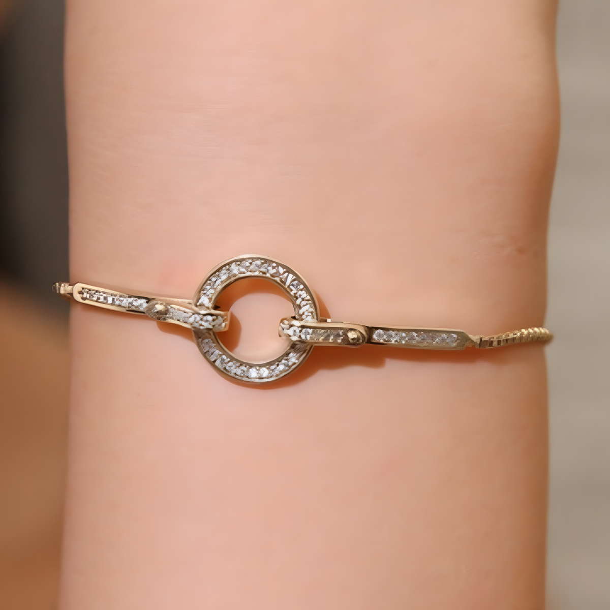 Unified Jewellery Gold-Plated Circle Link Bracelet Women – Sparkling Crystal 907