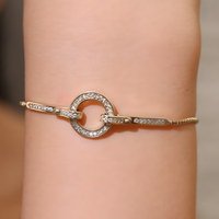 Unified Jewellery Gold-Plated Circle Link Bracelet Women – Sparkling Crystal 907