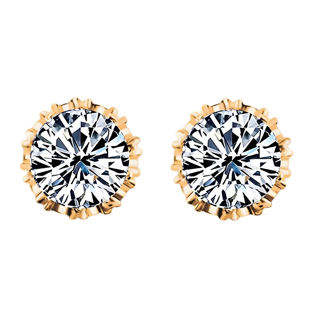 18K Gold-Plated Round Stud Earrings Women - Brilliant Cut Crystal Earrings 313