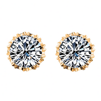 18K Gold-Plated Round Stud Earrings Women - Brilliant Cut Crystal Earrings 313