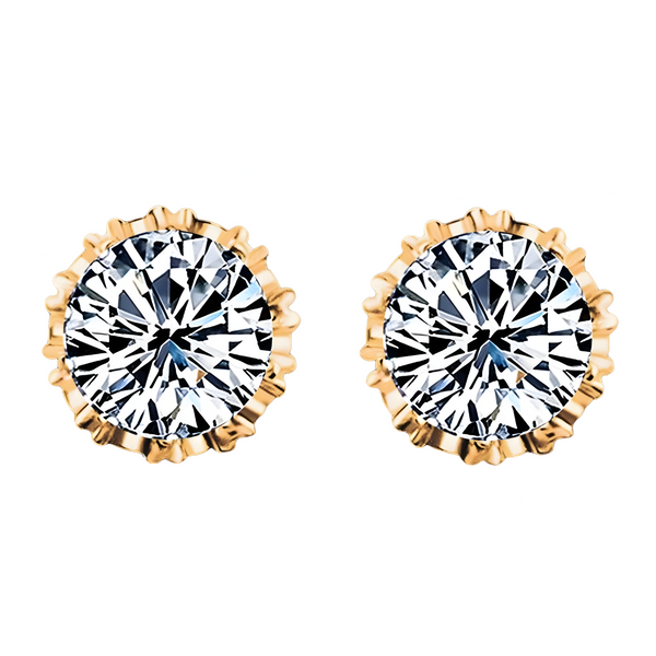 18K Gold-Plated Round Stud Earrings Women - Brilliant Cut Crystal Earrings 313