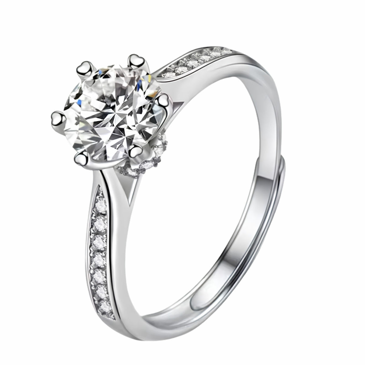 Adjustable Women Wedding Engagement Ring Round Brilliant Zircon Solitaire 1660