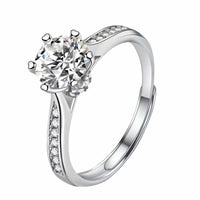 Adjustable Women Wedding Engagement Ring Round Brilliant Zircon Solitaire 1660